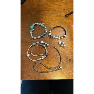 HUGE Pandora Charm Lot with 35+ Charms and Four Bands!
